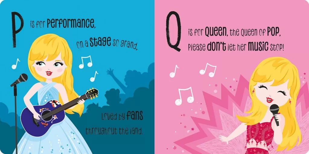 Playful rhyming text tells the life story of the pop queen Taylor Swift.